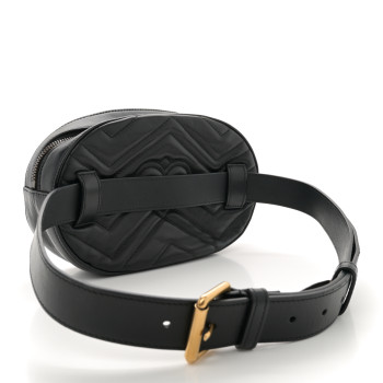 GUCCI Calfskin Matelasse Animal Studs GG Marmont Belt Bag 85 34 Black