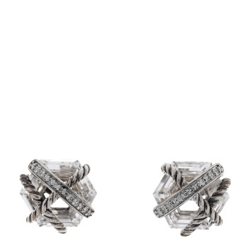 DAVID YURMAN Sterling Silver Diamond Crystal 10mm Cable Wrap Earrings