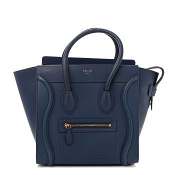 CELINE Drummed Calfskin Micro Luggage Marine