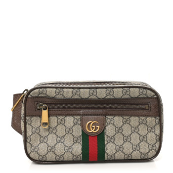 GUCCI Soft GG Supreme Monogram Medium Ophidia Belt Bag Dark Brown