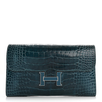 HERMES Shiny Alligator Enamel Constance Wallet Colvert