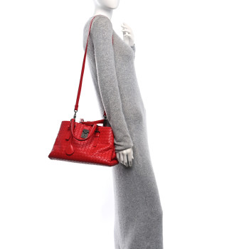 BOTTEGA VENETA Nappa Intrecciato Small Roma Tote Red