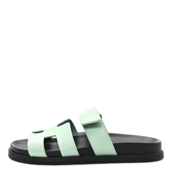 HERMES Epsom Womens Chypre Sandals 37.5 Vert Jade