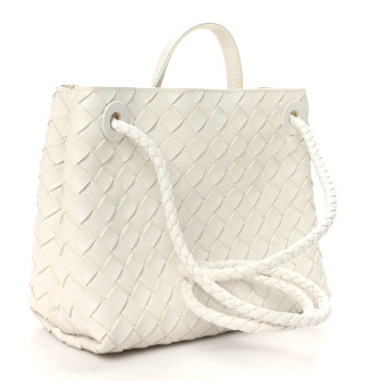 BOTTEGA VENETA Nappa Intrecciato Small Andiamo Shoulder Bag White