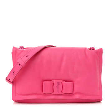 SALVATORE FERRAGAMO Calfskin Small Viva Bow Shoulder Bag Hot Pink