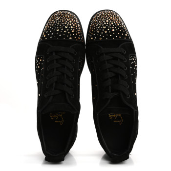 CHRISTIAN LOUBOUTIN Veau Velours Crystal Mens Degralouis Low Top Sneaker 43 Black