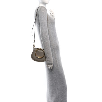 CHLOE Calfskin Suede Small Nile Bracelet Bag Motty Grey