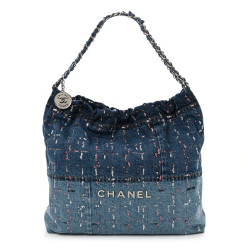 CHANEL Denim Sequin Chanel 22 Blue