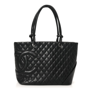 CHANEL Calfskin Quilted Large Cambon Tote Black