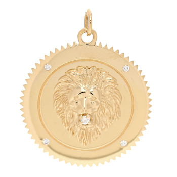 FOUNDRAE 18K Yellow Gold Diamond Large Strength Medallion Pendant