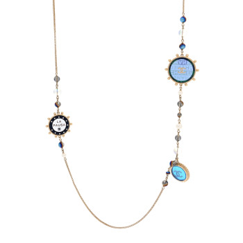 CHANEL Resin Crystal Pearl CC La Pausa Long Necklace Multi