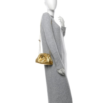 BOTTEGA VENETA Metallic Bark Calfskin The Mini Pouch Gold