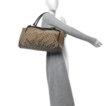 GUCCI Monogram D Gold Tote Dark Brown