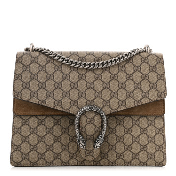 GUCCI GG Supreme Monogram Medium Dionysus Shoulder Bag Taupe