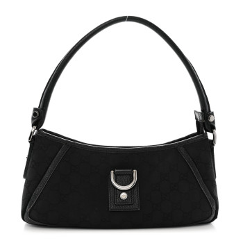 GUCCI Monogram D Ring Abbey Pochette Black
