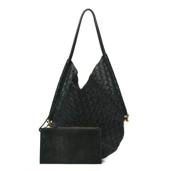 BOTTEGA VENETA Nappa Intrecciato Medium Solstice Hobo Dark Green