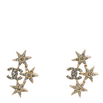 CHANEL Crystal CC Star Earrings Gold