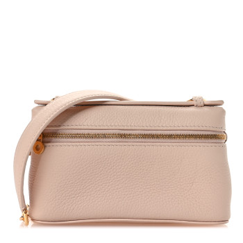 LORO PIANA Grained Calfskin Extra Pocket Mini Pouch Creamed Honey