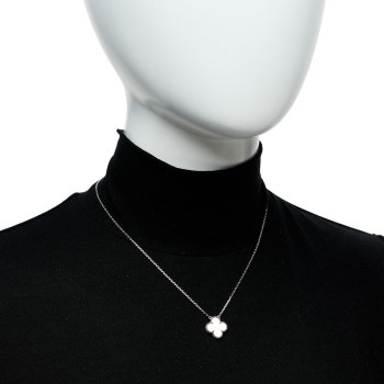 VAN CLEEF & ARPELS 18K White Gold Mother Of Pearl Vintage Alhambra Pendant Necklace