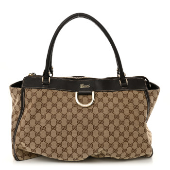 GUCCI Monogram D Gold Tote Dark Brown
