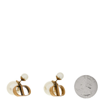 CHRISTIAN DIOR Metal Pearl Tribales Earrings Gold