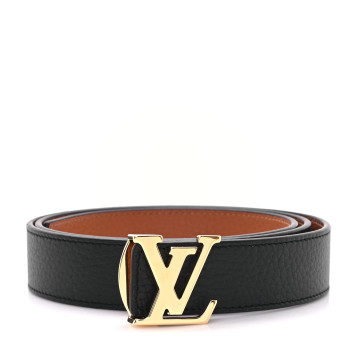 LOUIS VUITTON Taurillon Calfskin 40mm LV Initiales Reversible Belt 90 36 Black