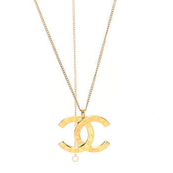 CHANEL Metal CC Paris Button Necklace Gold