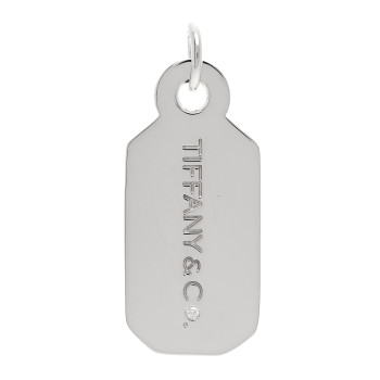 TIFFANY Sterling Silver Diamond Logo Tag Charm