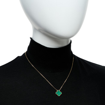 VAN CLEEF & ARPELS 18K Yellow Gold Malachite Vintage Alhambra Pendant Necklace