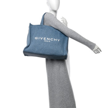 GIVENCHY Raffia Large G Shopping Tote Denim Blue