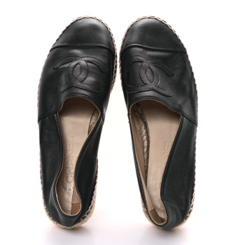 CHANEL Lambskin CC Espadrilles 39 Black