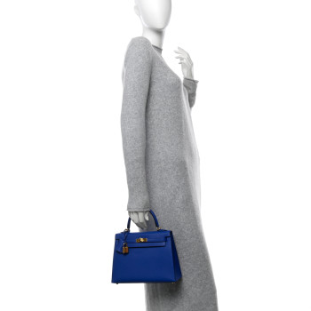 HERMES Epsom Kelly Sellier 25 Bleu Royal