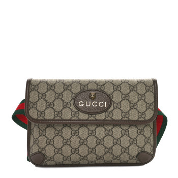 GUCCI GG Supreme Monogram Neo Vintage Web Belt Bag Brown
