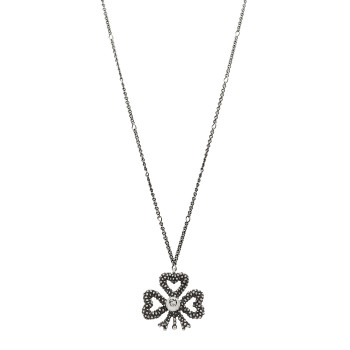 GUCCI Sterling Silver Pearl Clover Pendant Necklace