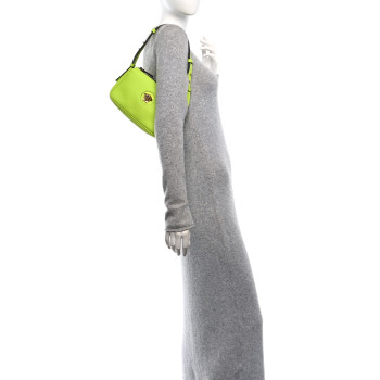 VERSACE Grained Calfskin Medusa Shoulder Bag Lime