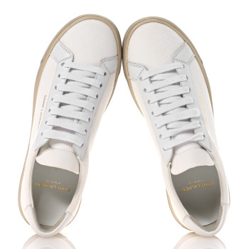 SAINT LAURENT Canvas Nappa Elba Moon Plus Andy Low Top Sneakers 35 Off White