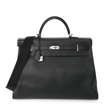 HERMES Taurillon Clemence Voyage Kelly 50 Black