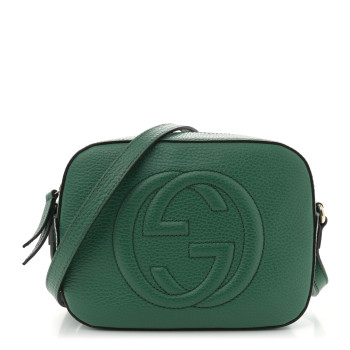 GUCCI Pebbled Calfskin Small Soho Disco Bag Emerald Green