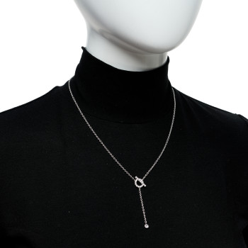 HERMES 18K White Gold Diamond Finesse Lariat Necklace