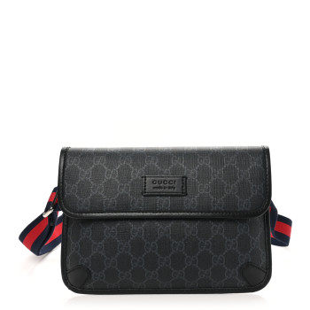 GUCCI GG Supreme Monogram Web Slim Belt Bag Black Grey