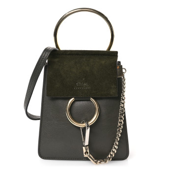 CHLOE Suede Calfskin Mini Faye Bracelet Bag Deep Forrest
