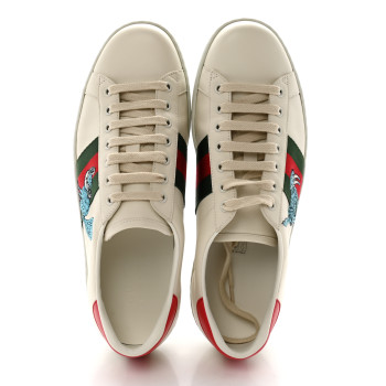 GUCCI X FREYA HARTAS Calfskin Miro Soft Web Mythical Creature Embroidered Mens Ace Sneakers 9.5 New Mystic White