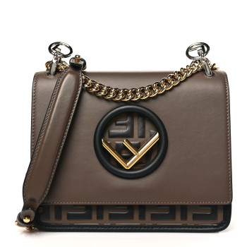 FENDI Vitello Century F is Fendi Bi-Color FF 1974 Embossed Small Kan I Shoulder Bag Maya Black