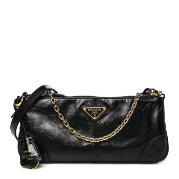 PRADA Soft Lux Calfskin Re-Edition 2002 Medium Shoulder Bag Black