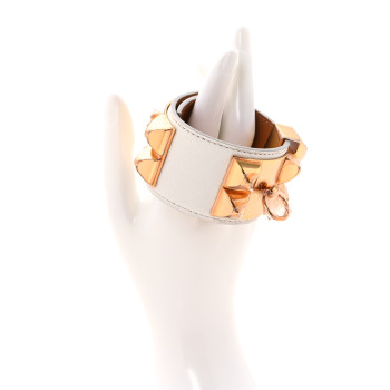 HERMES Epsom Collier de Chien CDC Bracelet T2 White