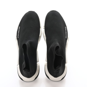 BALENCIAGA Technical 3D Recycled Knit Bi-Color Sole Womens Speed 2.0 Sneakers 40 Black White