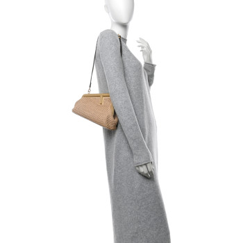 FENDI Raffia Nappa Macrame Small Fendi First Natural Sahara