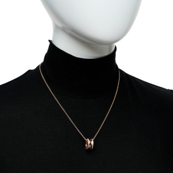 BULGARI 18K Rose Gold Diamond B.Zero1 Open Legends Pendant Necklace