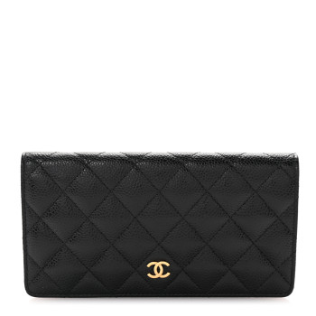 CHANEL Caviar Quilted Yen Wallet Black