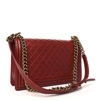 CHANEL Caviar Quilted New Medium Boy Flap Dark Red